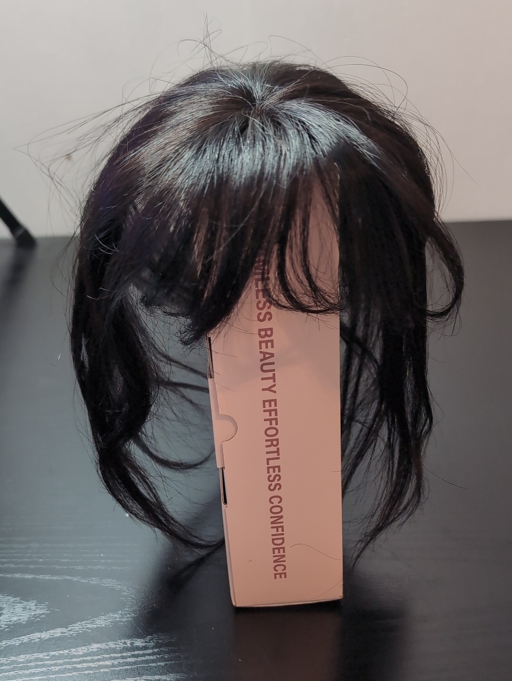 10 In 20 G Real Human Hair Clip In Topper Bangs Lace Base Soft Black
